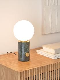 Lampada da comodino piccola con base in marmo Lonela, Paralume: vetro, Base della lampada: marmo, Bianco, verde, marmorizzato, Ø 15 x Alt. 29 cm
