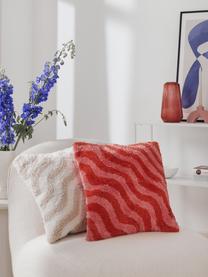 Flauschige Kissenhülle Gaja in Rot/Rosa, Vorderseite: 100% Polyester, Rückseite: 100% Baumwolle, Rot, Rosa, B 45 x L 45 cm