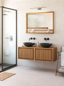 Specchio da parete con cornice e mensola in legno di teak Taciana, Superficie dello specchio: lastra di vetro, Legno di teak, Larg. 100 x Alt. 70 cm