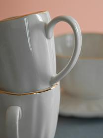 Tasses à thé en porcelaine Sali, 2 pièces, Porcelaine, Blanc avec bord doré, Ø 9 x haut. 10 cm