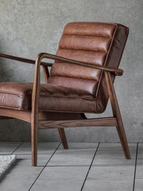 Fotel wypoczynkowy ze skóry Datsun, Tapicerka: skóra licowa, Stelaż: drewno jesionowe, Brązowa skóra, S 70 x G 74 cm