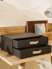 Büro-Organizer Birger II, Organizer: Fester Karton, mit Holzde, Griff: Leder, Schwarz, Beige, B 33 x H 14 cm
