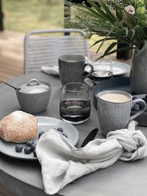Handgemaakt ontbijtset Nordic Sea, 4 personen (12-delig), Keramiek, Grijs-, blauwtinten, Set met verschillende formaten