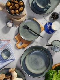 Set da colazione fatto da mano per 4 persone Nordic Sea 12 pz, Gres, Grigio-, tonalità blu, Set in varie misure