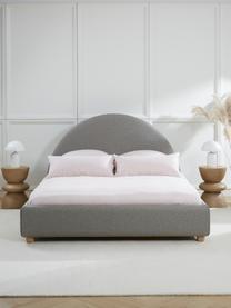 Gestoffeerd bed Ebba, Bekleding: 100% polypropyleen Met 23, Frame: massief grenenhout en pla, Poten: massief grenenhout, Geweven stof grijs, B 140 x L 200 cm