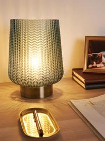 Kleine Mobile LED-Tischlampe Pretty Glamour in Türkis mit Timerfunktion, Glas, Metall, Türkis, Goldfarben, Ø 19 x H 26 cm