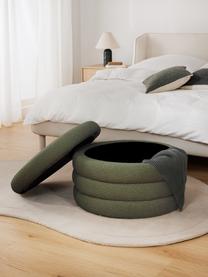 XL Bouclé-Hocker Alto mit Stauraum, Bezug: Bouclé (100 % Polyester) , Gestell: Massives Kiefernholz, Spe, Bouclé Grün, Ø 69 x H 44 cm