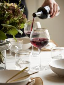 Copas de vino sopladas artesanalmente con relieve Palermo, 4 uds., Vidrio, Transparente con borde dorado, Ø 6 x Al 21 cm, 650 ml