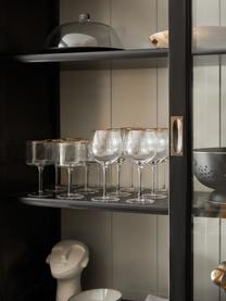Copas de vino sopladas artesanalmente con relieve Palermo, 4 uds., Vidrio, Transparente con borde dorado, Ø 6 x Al 21 cm, 650 ml
