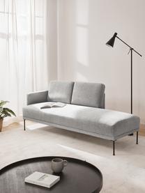 Chaise longue con piedini in metallo Fluente, Rivestimento: 80% poliestere, 20% ramiè, Struttura: legno di pino massiccio, Piedini: metallo verniciato a polv, Tessuto grigio chiaro, Larg. 202 x Prof. 85 cm, schienale a sinistra