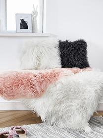 Povlak na polštář z jehněčí kůže s dlouhým vlasem Ella, kudrnatý, Šedá, Š 40 cm, D 40 cm