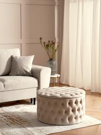 Pouf contenitore XL in velluto Chiara, Rivestimento: velluto (poliestere) Con , Velluto bianco crema, Ø 70 x Alt. 42 cm