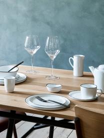 Handgemachtes Frühstücks-Set Salt aus Porzellan, 4 Personen (16-tlg.), Porzellan, Gebrochenes Weiß mit schwarzem Rand, Set mit verschiedenen Größen