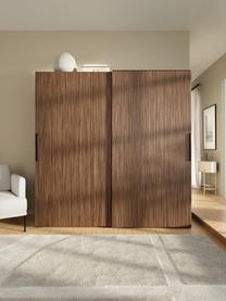 Armario modular Simone, 2 puertas correderas (200 cm), diferentes variantes, Estructura: aglomerado con certificad, Aspecto madera de nogal, negro, Interior Basic (An 200 x Al 200 cm)