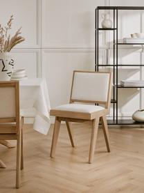 Dřevěná polstrovaná židle Sissi, Krémově bílá, světlé dubové dřevo, Š 46 cm, H 56 cm