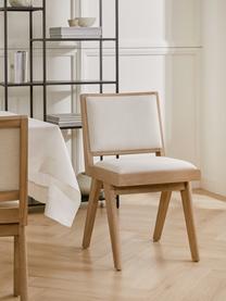 Drevená stolička s čalúnením Sissi, Krémovobiela, svetlé dubové drevo, Š 46 x H 56 cm