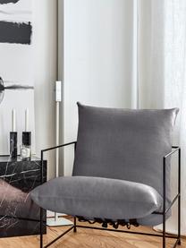 Fauteuil lounge gris foncé cadre en métal Wayne, Tissu gris, larg. 69 x prof. 74 cm