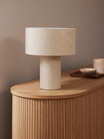 Lněná stolní lampa Ron, Béžová, Ø 30 cm, V 35 cm