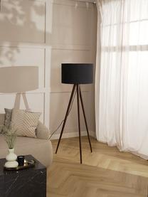 Lampa podłogowa trójnóg z litego drewna w stylu scandi Jake, Czarny, Ø 60 x W 150 cm