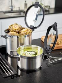 Set 4 pentole in acciaio inox Silence Pro, Coperchio: vetro, silicone, Argentato, nero, Set in varie misure