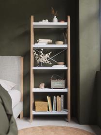 Libreria in metallo con struttura in legno Bellwood, Struttura: legno, Bianco, legno chiaro, Larg. 61 x Alt. 170 cm