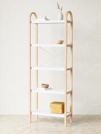 Libreria in metallo con struttura in legno Bellwood, Struttura: legno, Bianco, legno chiaro, Larg. 61 x Alt. 170 cm