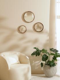 Set de espejos de pared redondos de madera Jones, 3 uds., Espejo: cristal, Madera oscura, Set de diferentes tamaños