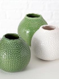 Vazenset Tessa, 3-delig, Keramiek, Groen, wit, Ø 13 x H 13 cm