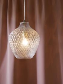 Kleine hanglamp Lee van glas, Lampenkap: glas, Baldakijn: verchroomd metaal, Fitting: verchroomd metaal, Transparant, chroomkleurig, Ø 27  x H 33 cm