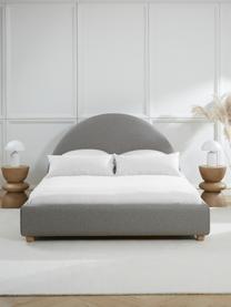 Čalouněná bouclé postel s úložným prostorem Ebba, Šedá, Š 140 x D 200 cm