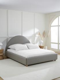 Čalouněná bouclé postel s úložným prostorem Ebba, Šedá, Š 140 x D 200 cm