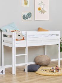 Halbhochkinderbett Eco Comfort aus Kiefernholz, 70 x 160 cm, Massives Kiefernholz, FSC-zertifiziert, Schichtholz, Weiß, B 70 x L 160 x H 114 cm