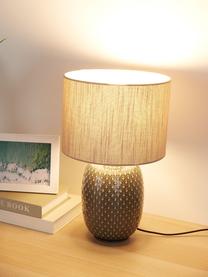 Keramische tafellamp Pretty Classy, Lampenkap: stof, Lampvoet: keramiek, Grijs, beige, Ø 25 x H 40 cm