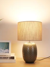 Lámpara de noche de cerámica Pretty Classy, Pantalla: tela, Cable: cubierto en tela, Beige, gris, Ø 25 x Al 40 cm