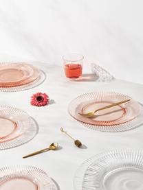 Assiettes plates avec relief rainuré Effie, 4 pièces, Verre, Transparent, Ø 28 cm