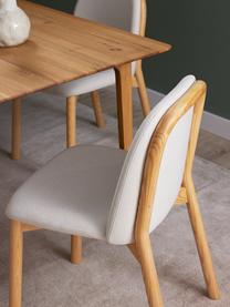 Chaise en bois avec rembourrage Julie, Tissu beige, clair bois de frêne, larg. 47 x haut. 81 cm
