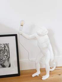 Große Design Tischlampe Monkey, Weiß, B 46 x H 54 cm