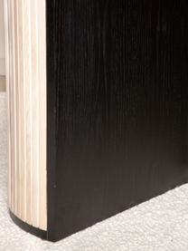 Mesa de comedor ovalada en roble Bianca, 200 x 90 cm, Tablero: fibras de densidad media , Estructura: madera de árbol de trompe, Madera clara, negro, An 200 x F 90 cm