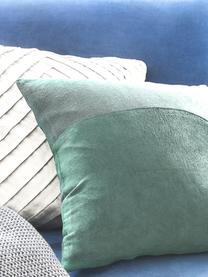 Poszewka na poduszkę z aksamitu/lnu Adelaide, Szałwiowy zielony, S 40 x D 40 cm