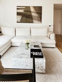 Zwevende salontafel Lesley met marmerlook, MDF bekleed met melaminefolie, Wit-grijs, 120 x 35 cm