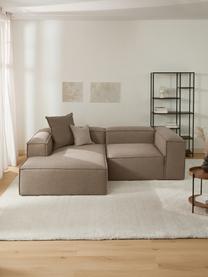 Canapé d'angle modulaire tissu brun Lennon, Tissu brun, larg. 238 x prof. 180 cm, méridienne à gauche