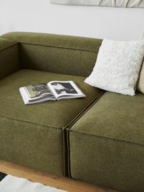 Modulaire sofa Lennon (4-zits) met voetenbank in groen, Bekleding: polyester De hoogwaardige, Frame: massief grenenhout, FSC-g, Poten: kunststof De poten bevind, Geweven stof groen, B 327 x D 207 cm