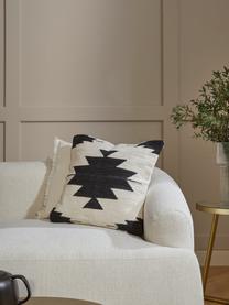 Housse de coussin 45x45 ethnique Cancun, 100 % coton, Noir, beige, larg. 45 x long. 45 cm