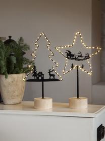 LED-Leuchtobjekt Glimta, Gestell: Metall, beschichtet, Sockel: Holz, Schwarz, Helles Holz, B 21 x H 40 cm