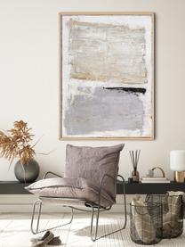 Handbeschilderde canvasdoek Scenario met houten frame, Lijst: eikenhout, Beige, grijs, B 92 x H 120 cm
