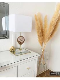 Lampa stołowa z dekorem z agatu w stylu glam Treasure, Transparentny, odcienie złotego, beżowy agat Klosz: biały, S 33 x W 62 cm
