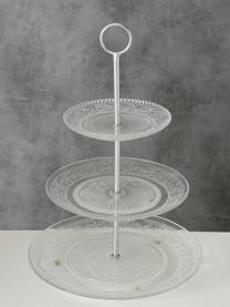 Etagère reliëf van glas met zilverkleurige frame, Stang: metaal, Transparant, Ø 25 x H 35 cm