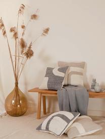 Handgewebte Kissenhülle Wool, Vorderseite: 89% Wolle, 11% Baumwolle, Rückseite: 100% Baumwolle, Beige, Cremeweiß, B 45 x L 45 cm