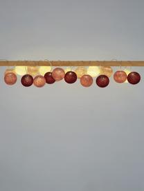 LED-Lichterkette Colorain, 378 cm, 20 Lampions, Lampions: Polyester, WFTO-zertifizi, Cremeweiß, Rosa, Rot, L 378 cm