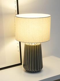 Tischlampe Classy Delight, Lampenschirm: Stoff, Lampenfuß: Keramik, Dunkelgrau, Cremeweiß, Ø 28 x H 47 cm